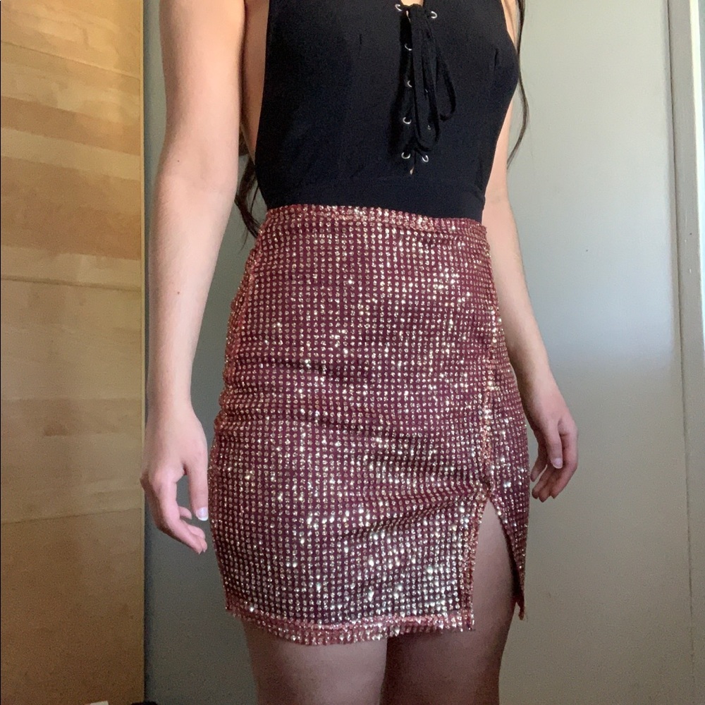 New sparkly slit embellished missguided mini skirt